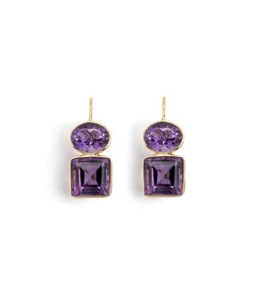 14k Gold Duo Earrings in Amethyst