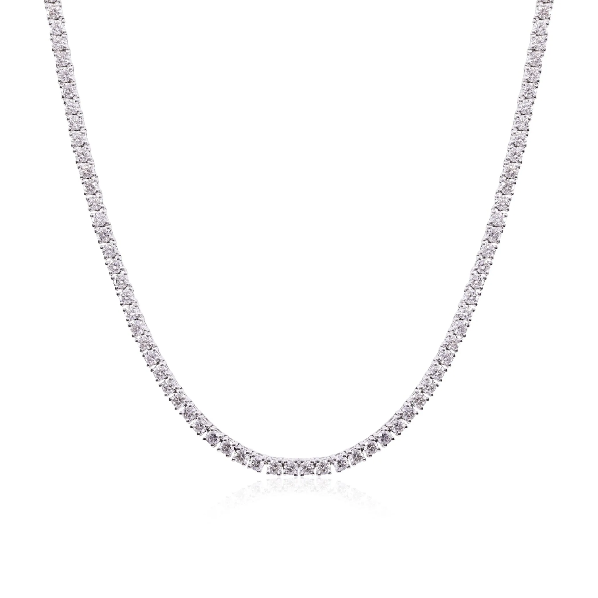 14K WHITE GOLD 17.25-INCH STRAIGHT LINE DIAMOND TENNIS NECKLACE 6.84CTW