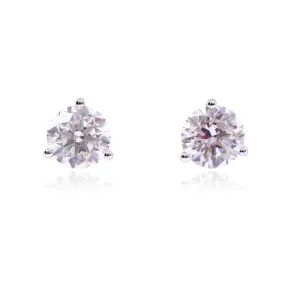 14K WHITE GOLD DIAMOND STUD EARRINGS - 3.07CTW