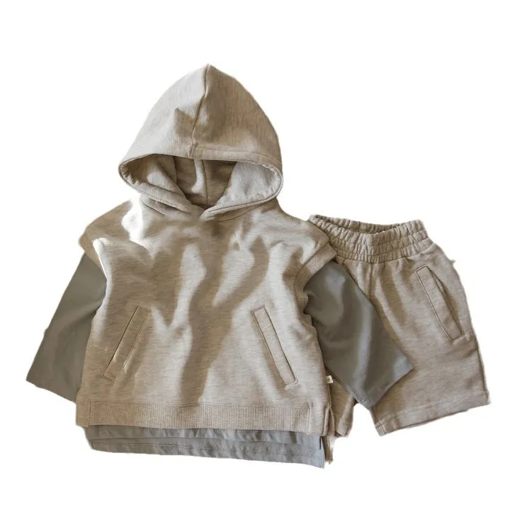 2 Pieces Set Baby Kid Boys Solid Color Tops And Shorts Wholesale 23113043