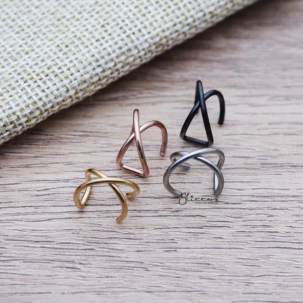 316L Surgical Steel Cross Line Ear Cuffs - Non Piercing | Minimalist Ear Cuffs