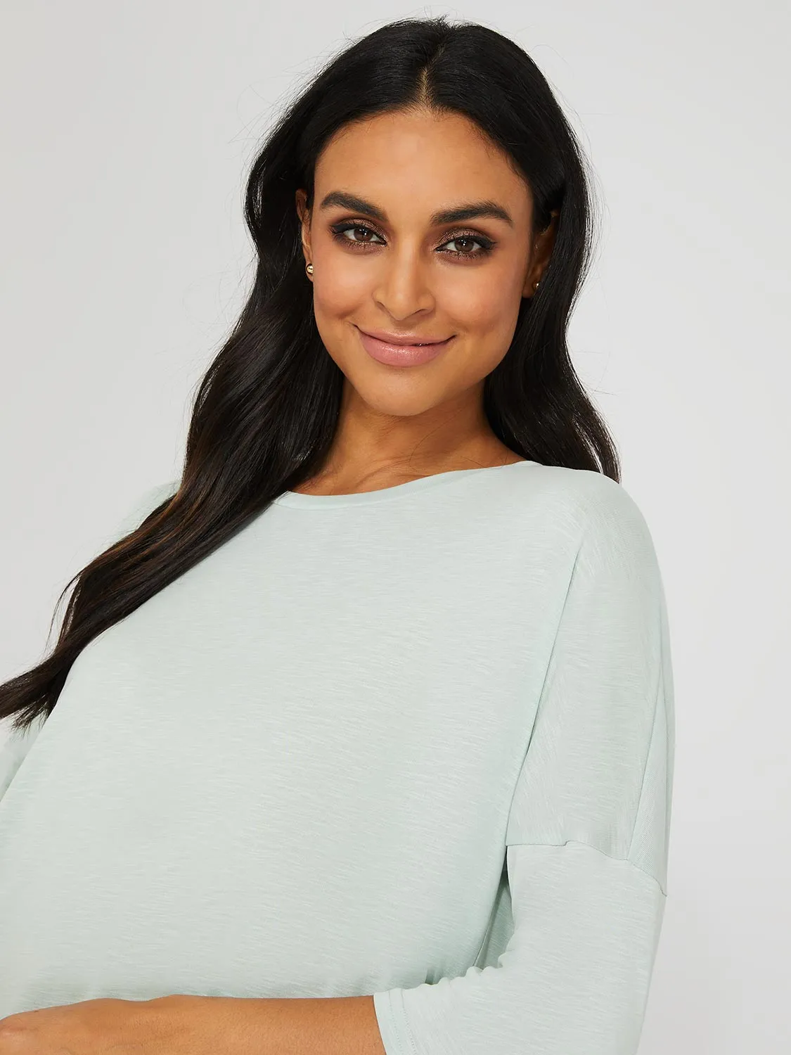 3/4 Dolman Sleeve Round Neck Long Top