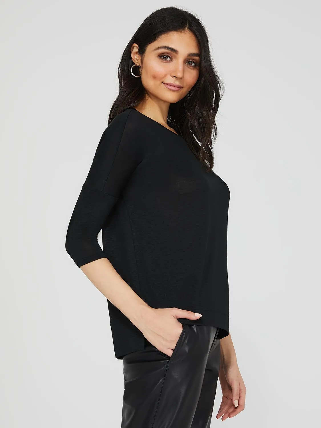 3/4 Dolman Sleeve Round Neck Long Top