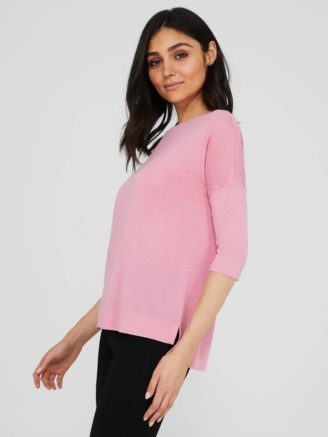 3/4 Dolman Sleeve Round Neck Long Top