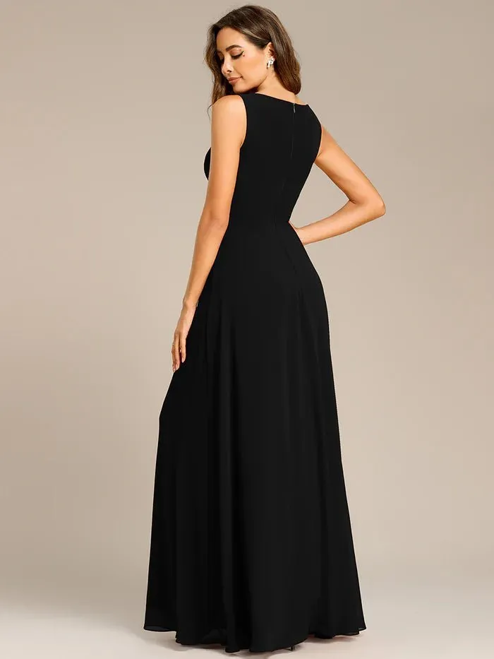 A-Line V Neck Appliques Ruched Bridesmaid Dress