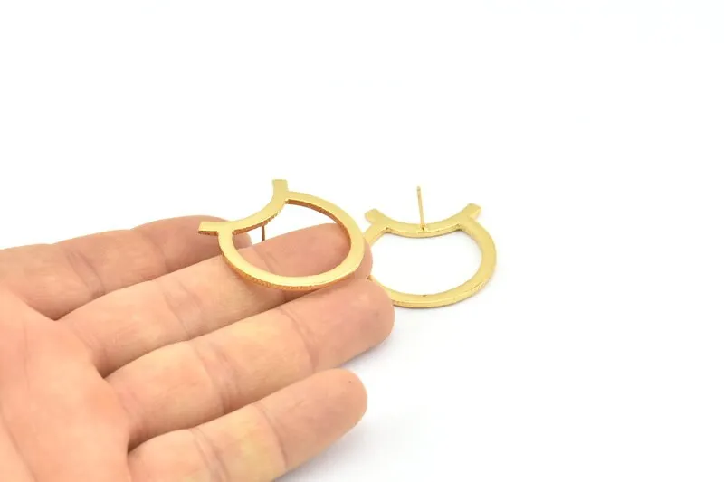 Abstract Earring Findings, 2 Gold Plated Brass Geometric Earring Findings  (30x25x1.7mm) BS 1974 Q0611