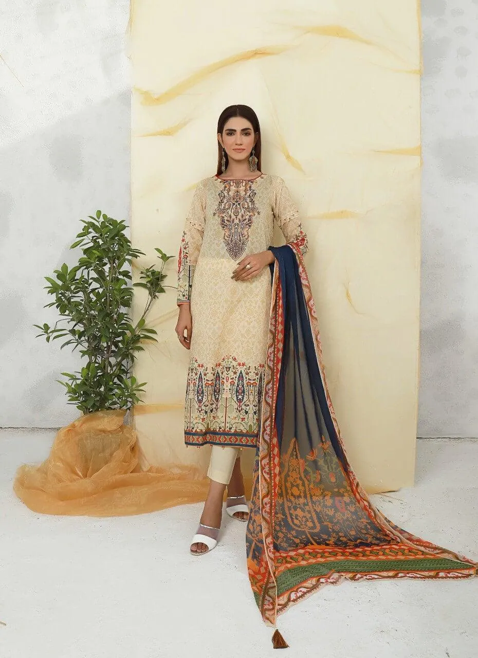 ACE Galleria Digital Embroidered Unstitched 3 Piece Lawn Suit ACE-12058