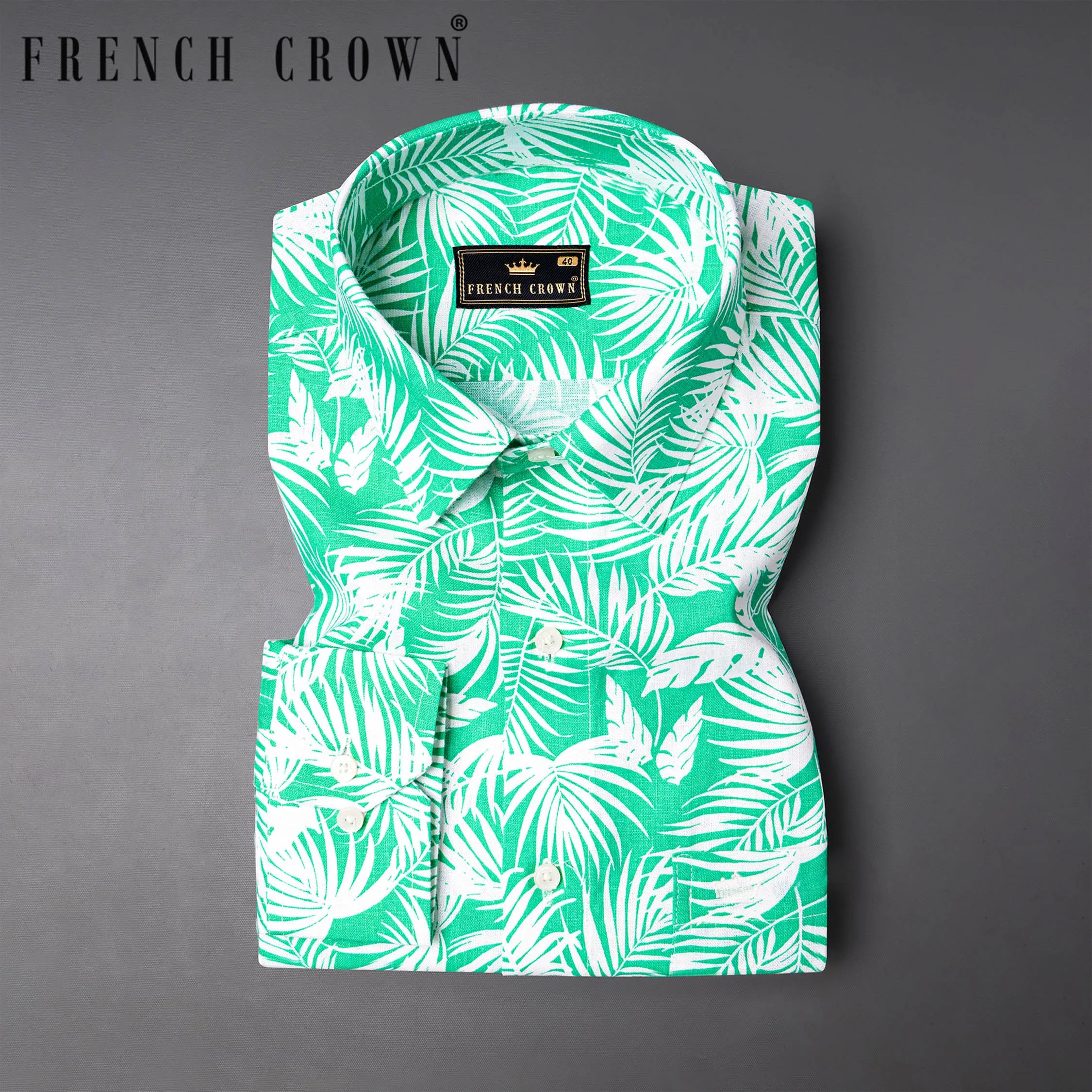 Aqua Tropical fabric Printed Luxurious Linen Shirt