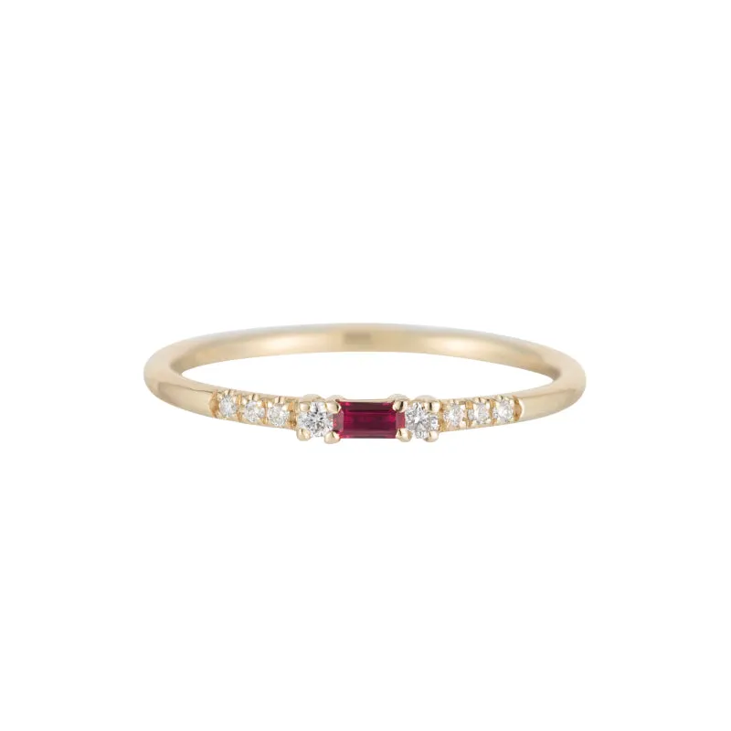 Baguette Ruby Petite Equilibrium Ring