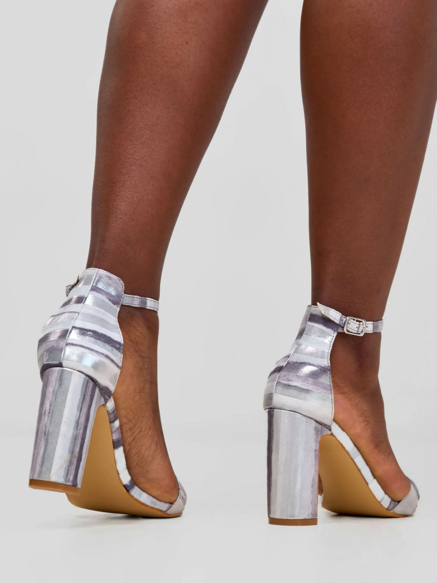 Be Unique Sheer Chunky Heel - Grey