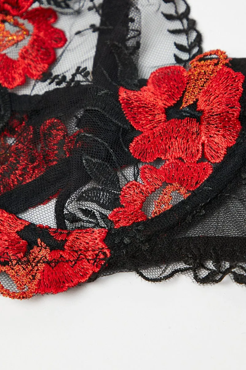 Black Embroidery Lingerie Set