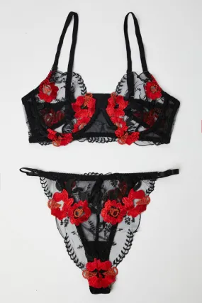 Black Embroidery Lingerie Set