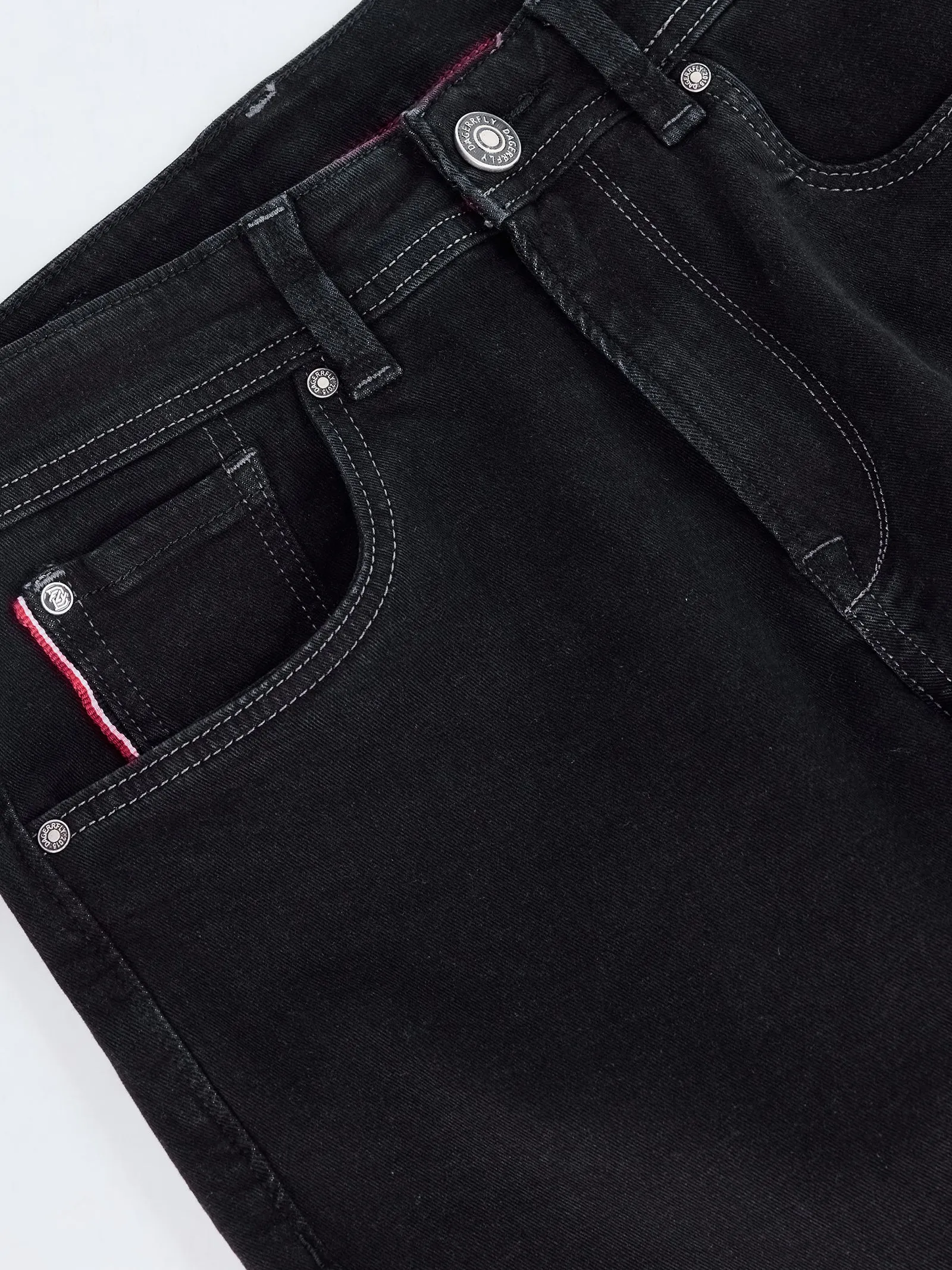 Black Straight Fit Stretch Jeans