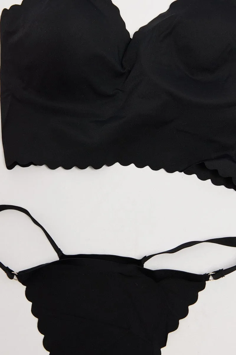 Black Wave Edge Lingerie Set