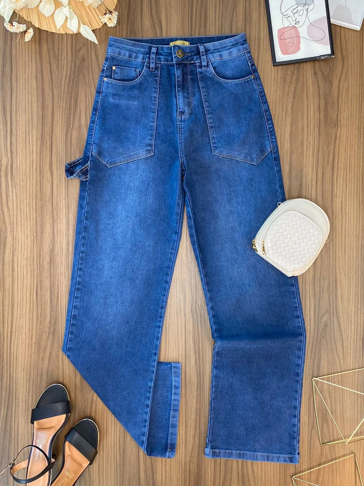 Calça Jeans Reta Bolsos 7481/1015 (7/A)