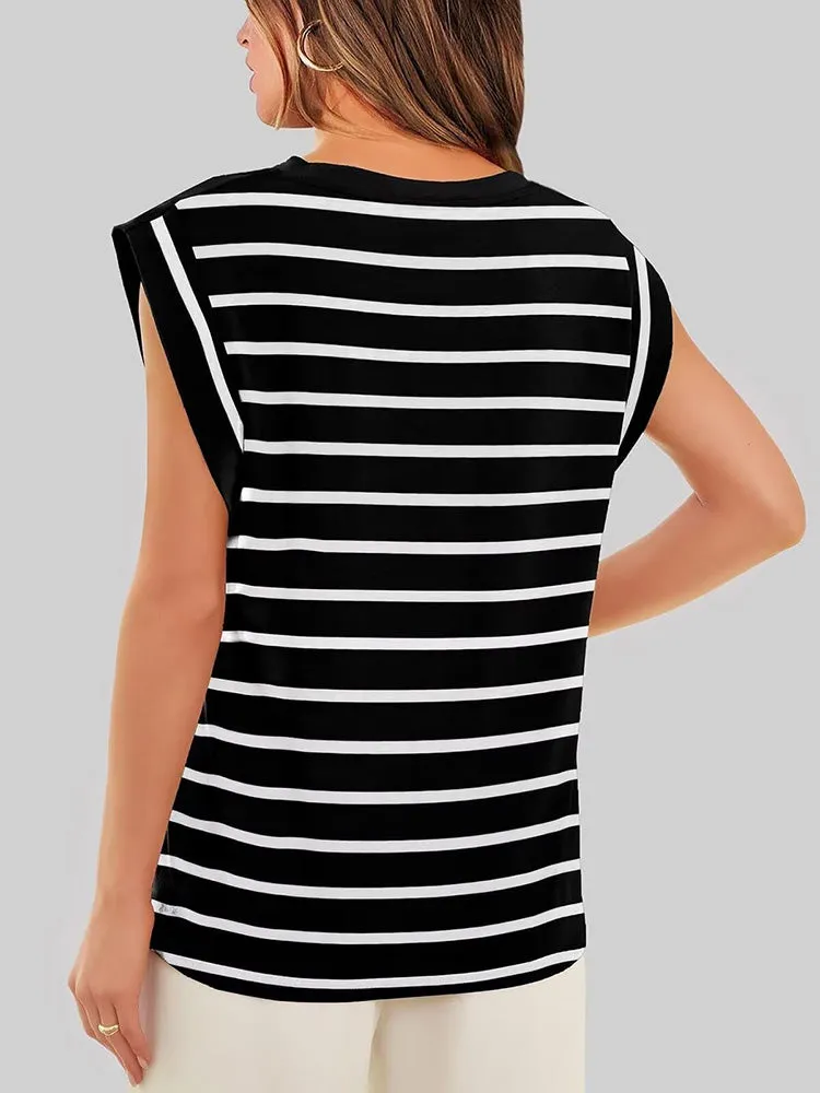 Cap Sleeve Striped Tee