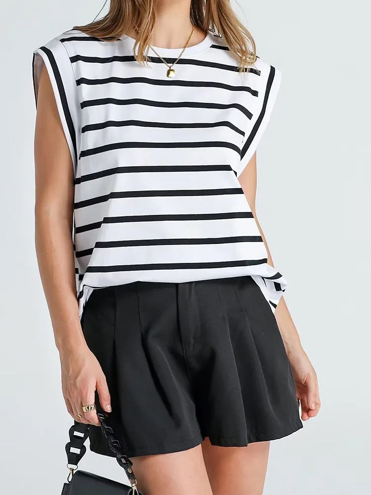 Cap Sleeve Striped Tee