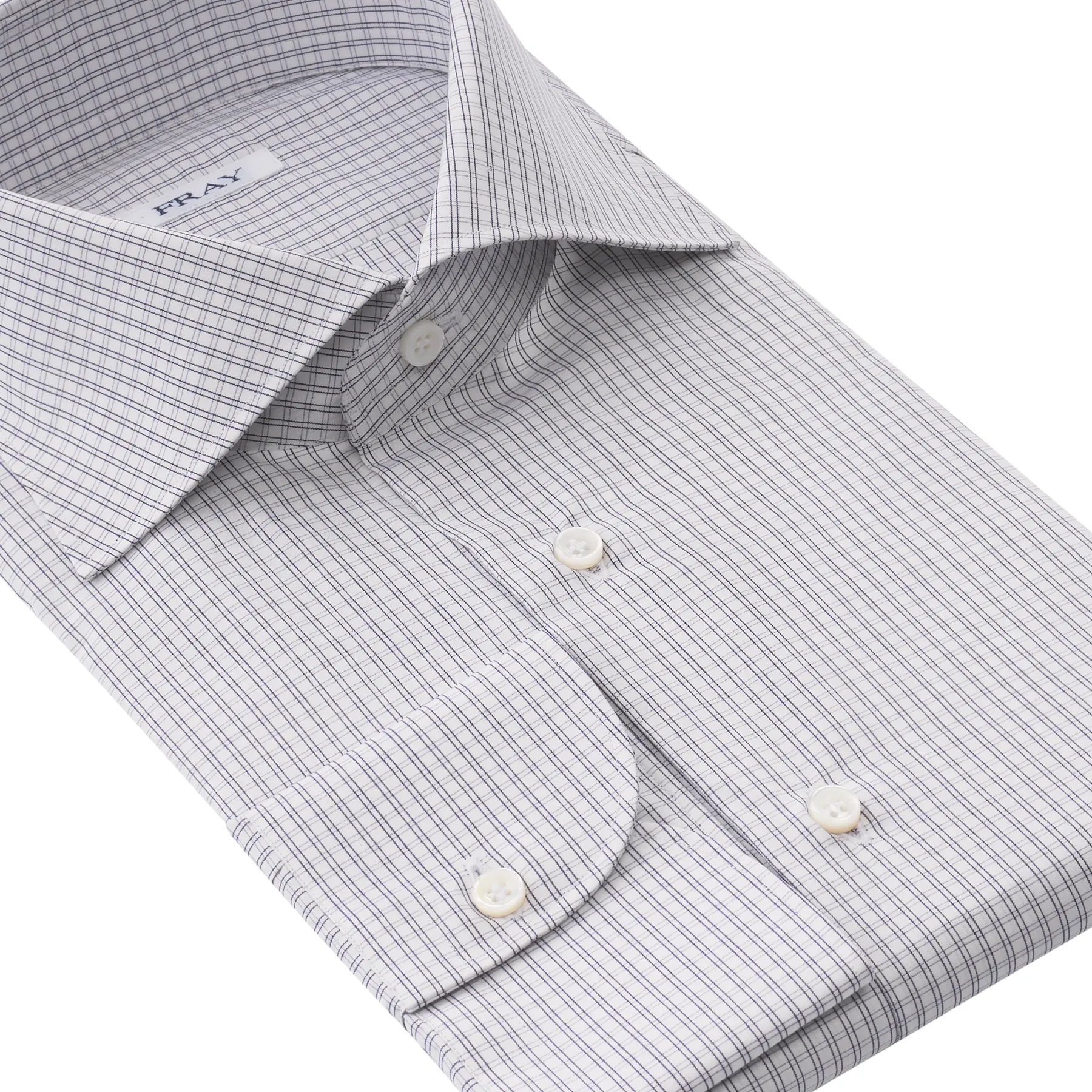 Checked Cotton Shirt in White and Blue