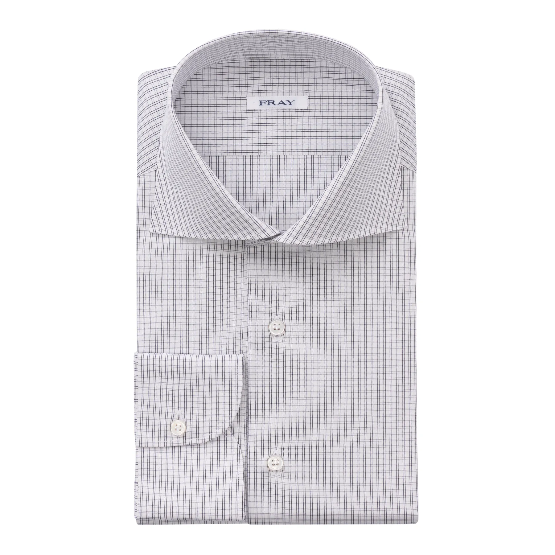 Checked Cotton Shirt in White and Blue