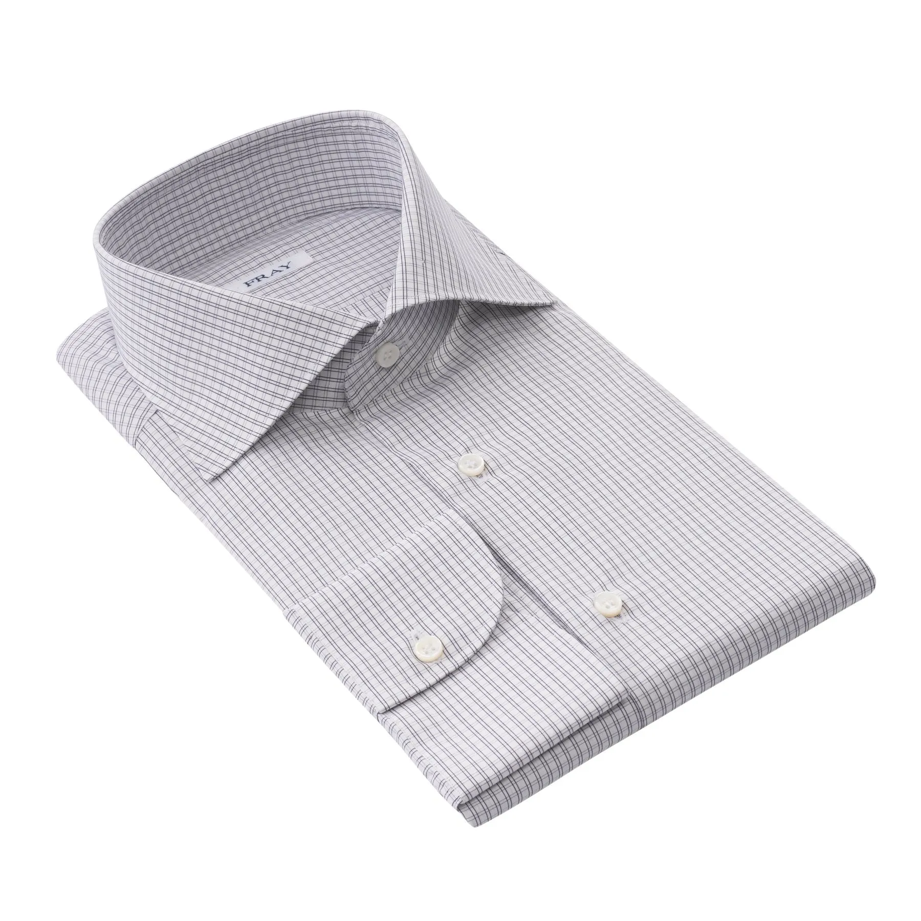 Checked Cotton Shirt in White and Blue