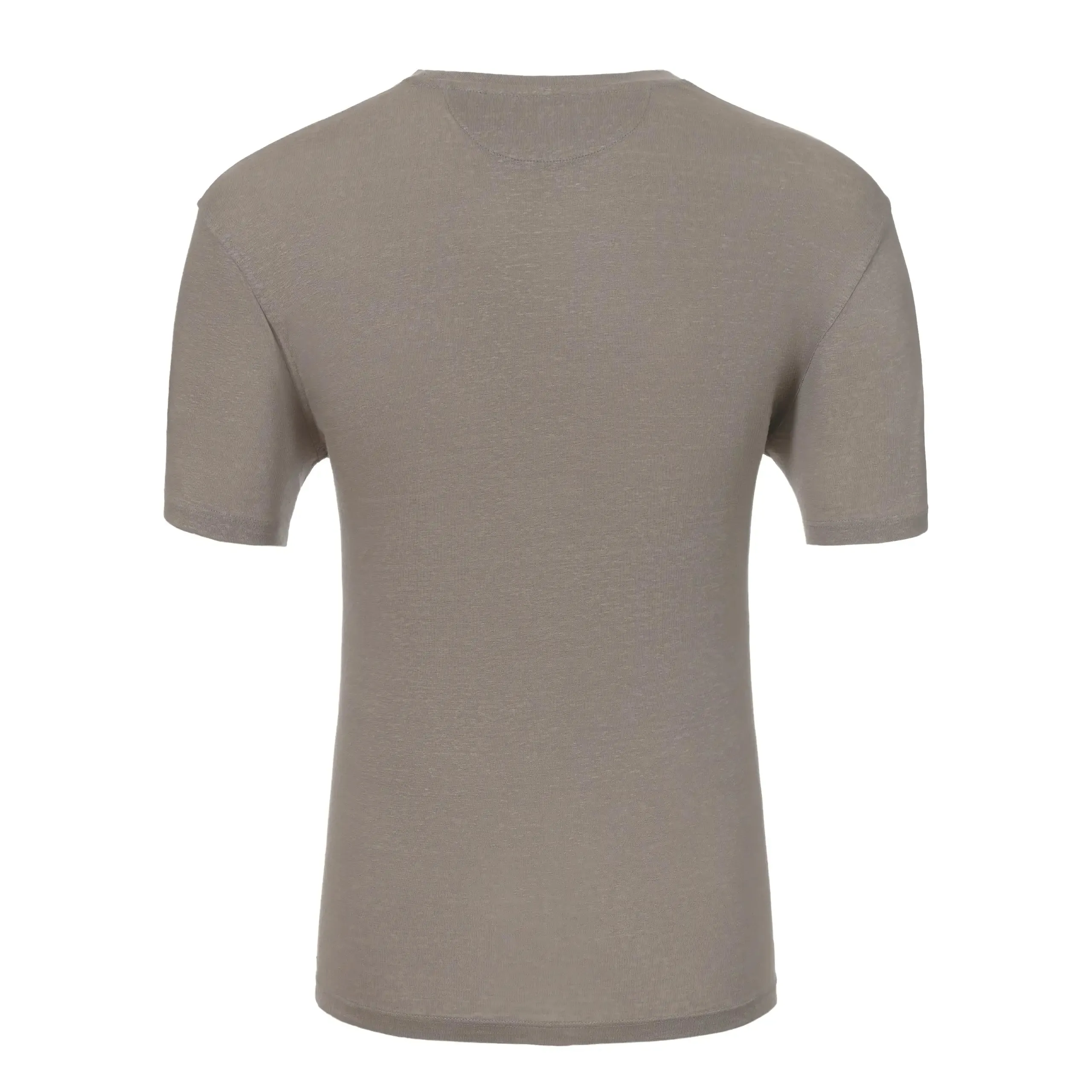 Crew-Neck Linen-Blend T-Shirt in Sand Brown