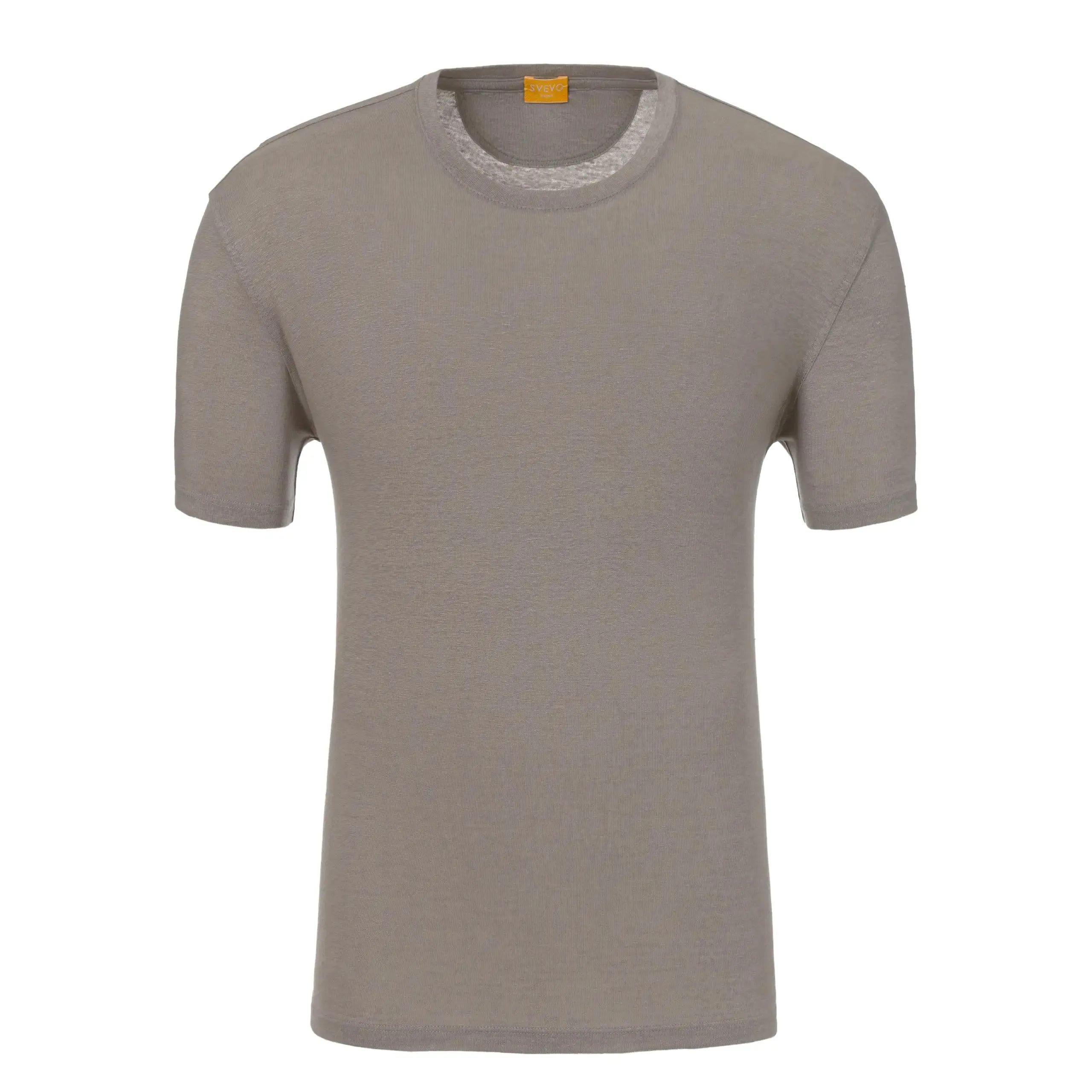 Crew-Neck Linen-Blend T-Shirt in Sand Brown