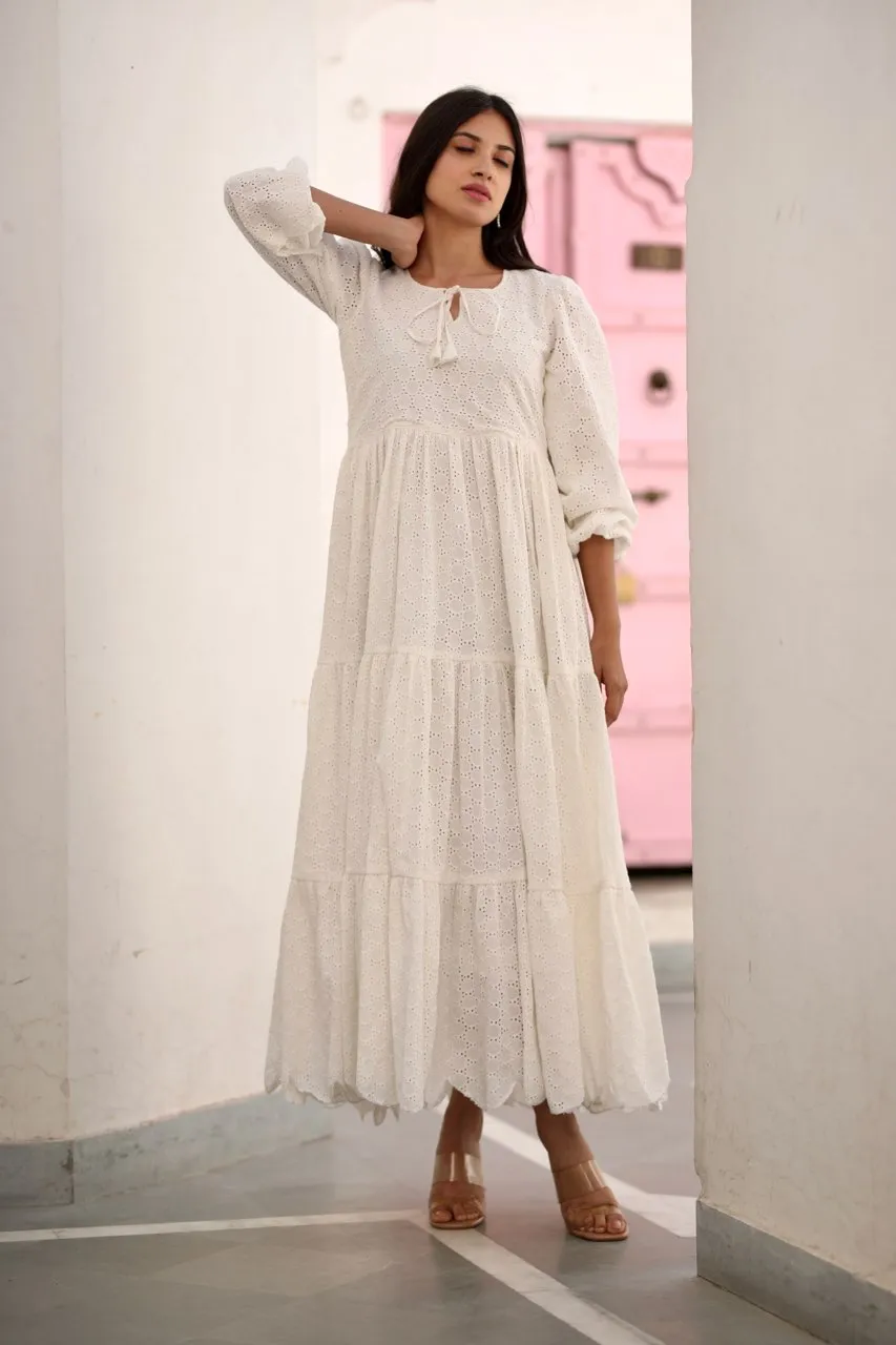 Daisy chikankari shiffly white dress