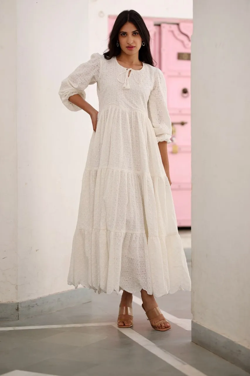 Daisy chikankari shiffly white dress