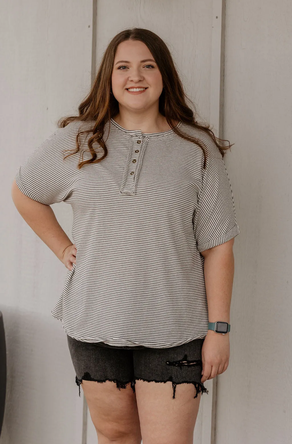 DREW CURVY STRIPED TOP