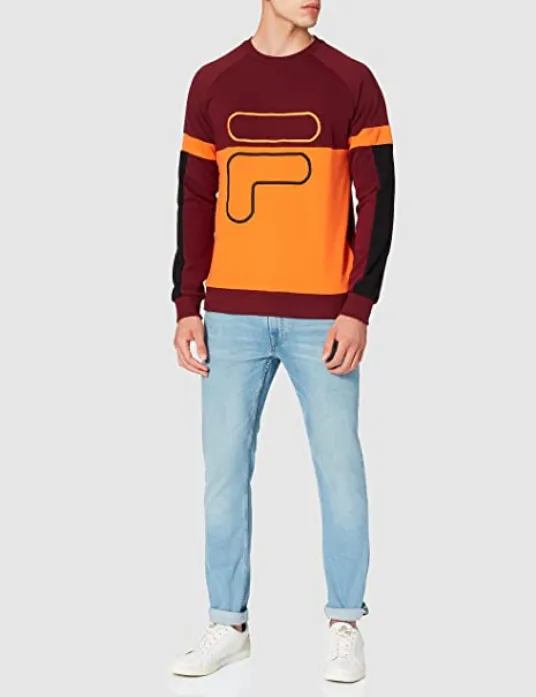 Fila Sweatshirt Men Ponto Blocked Crew Sweat tawny port-mandarin orange-black