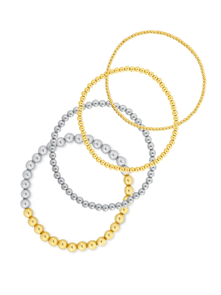 Gold   Silver Stretch Bracelet Set