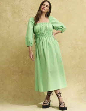 Green Square Neck Franzie Midi Dress