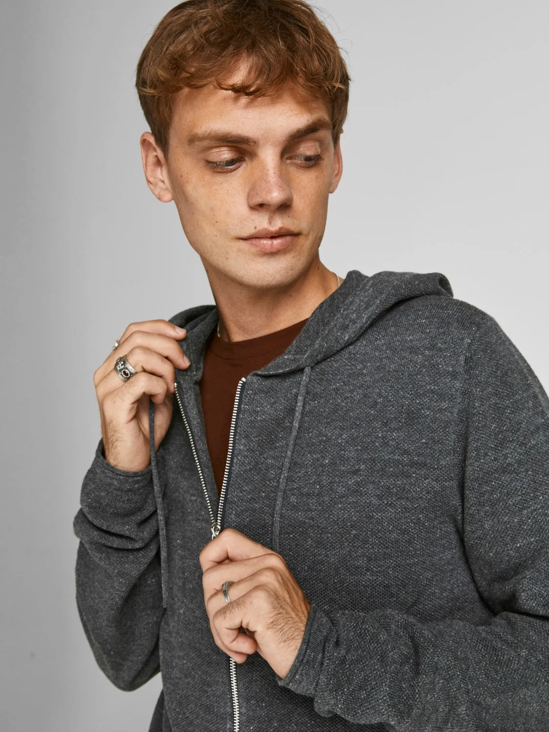 Jack & Jones Mens 'JJEHILL' Knit Zip Hooded Cardigan