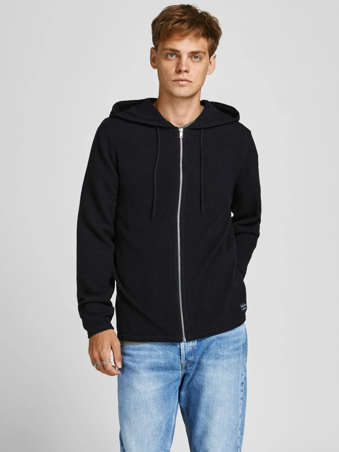 Jack & Jones Mens 'JJEHILL' Knit Zip Hooded Cardigan