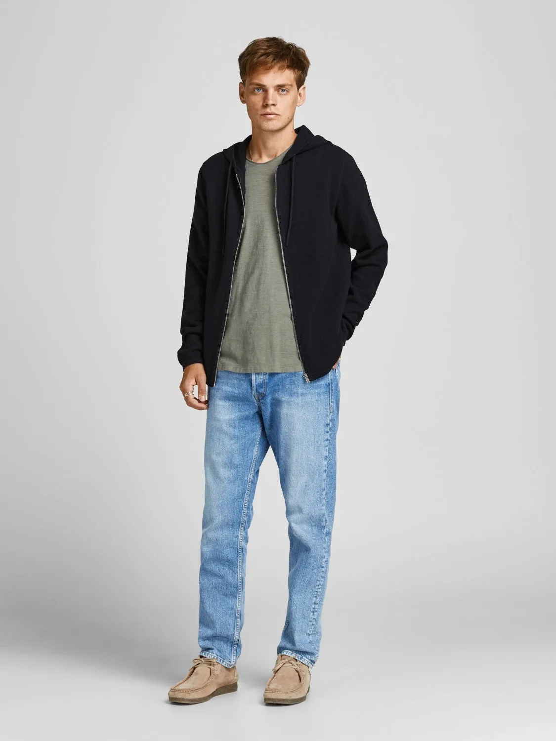 Jack & Jones Mens 'JJEHILL' Knit Zip Hooded Cardigan