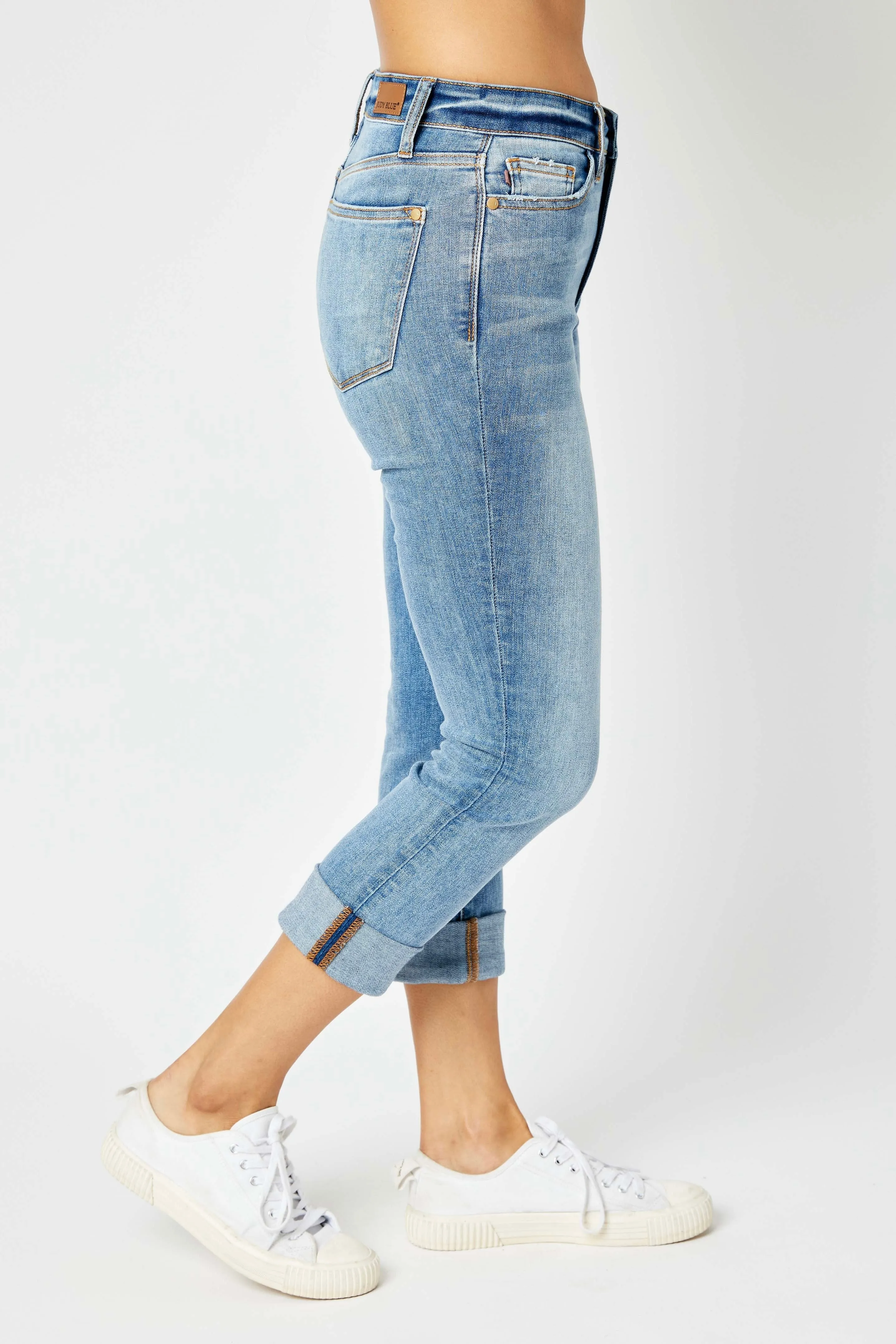 Judy Blue Cuffed Capri Jeans- Light Denim