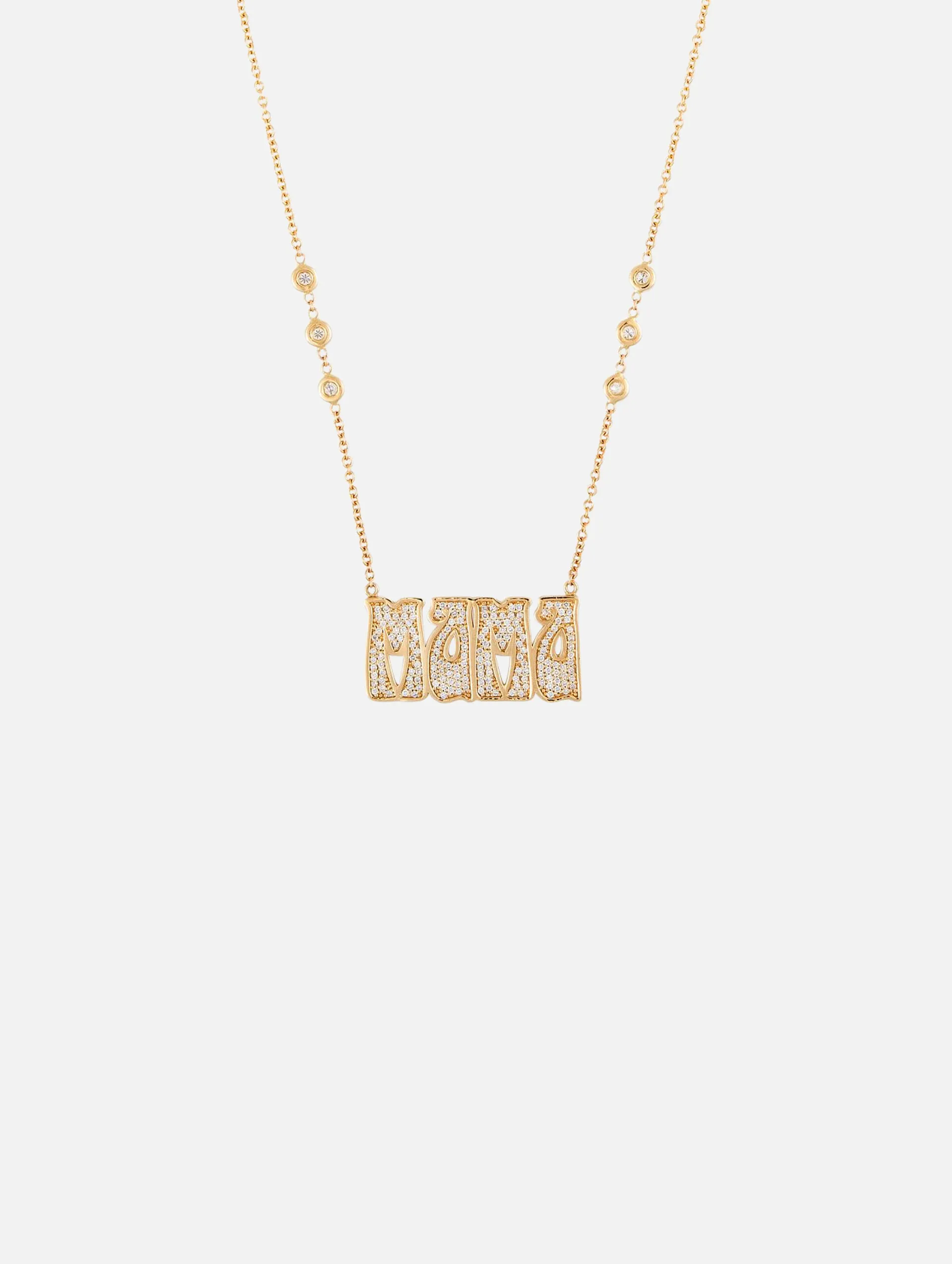 Large Pavé Diamond 'Mama' Necklace