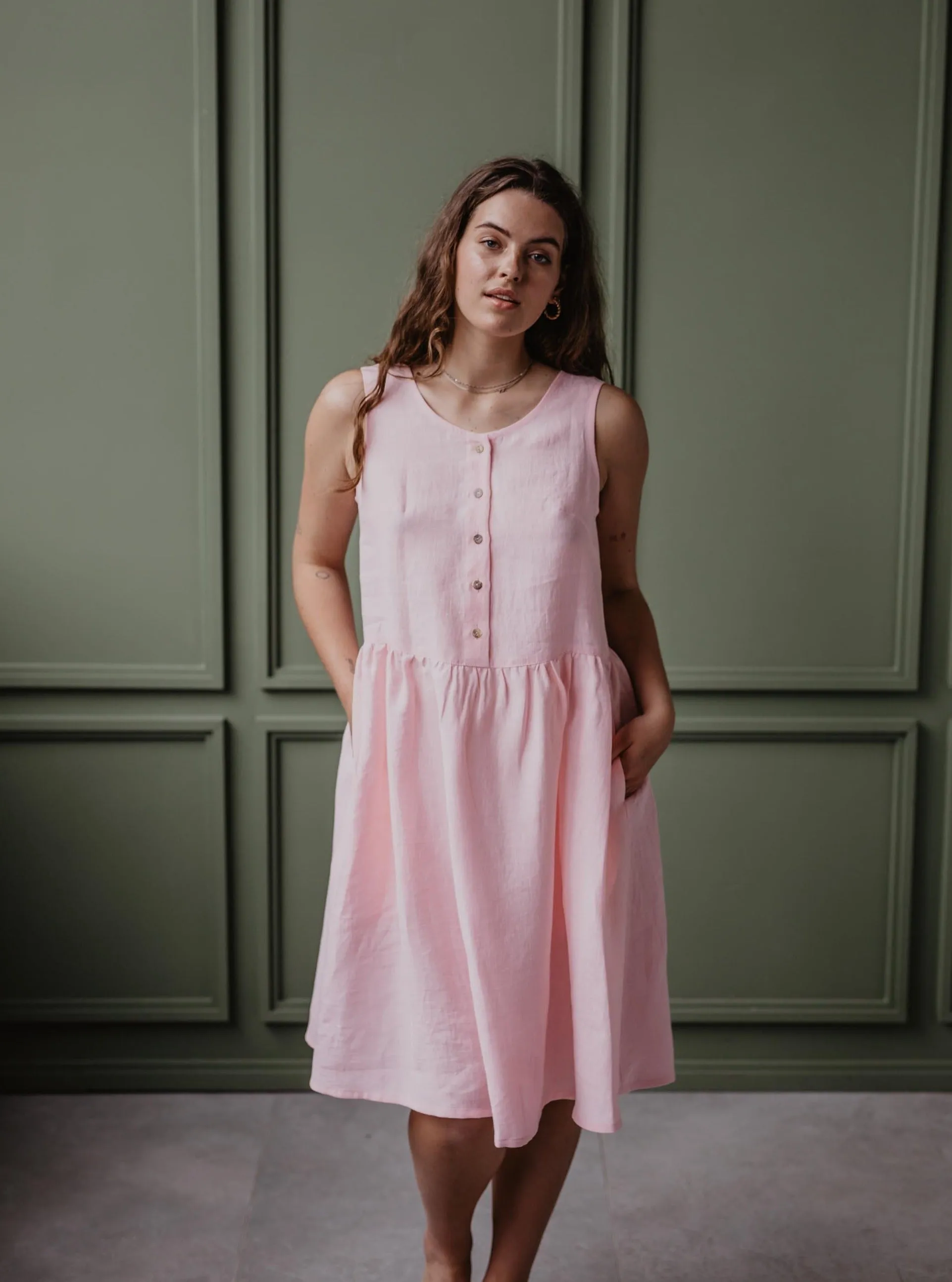 Linen sleeveless summer dress HAZEL - Cotton Candy