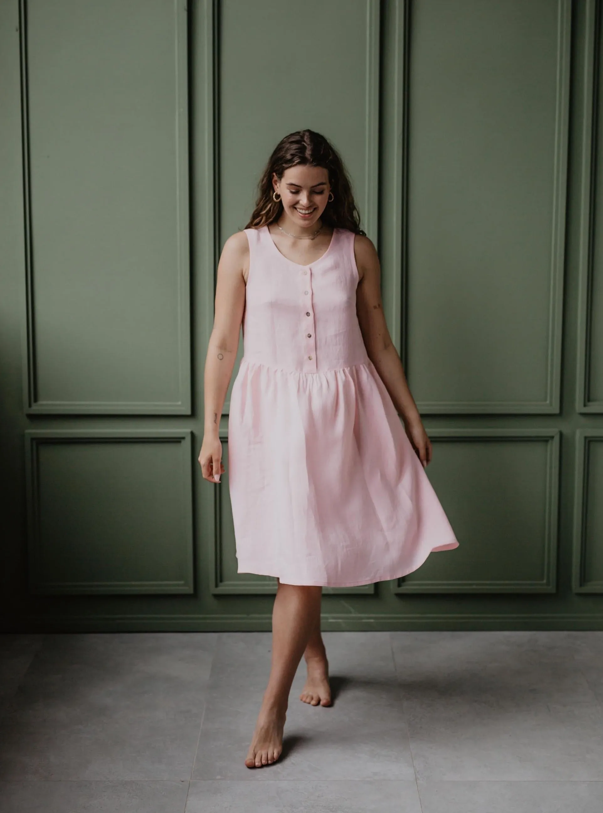 Linen sleeveless summer dress HAZEL - Cotton Candy