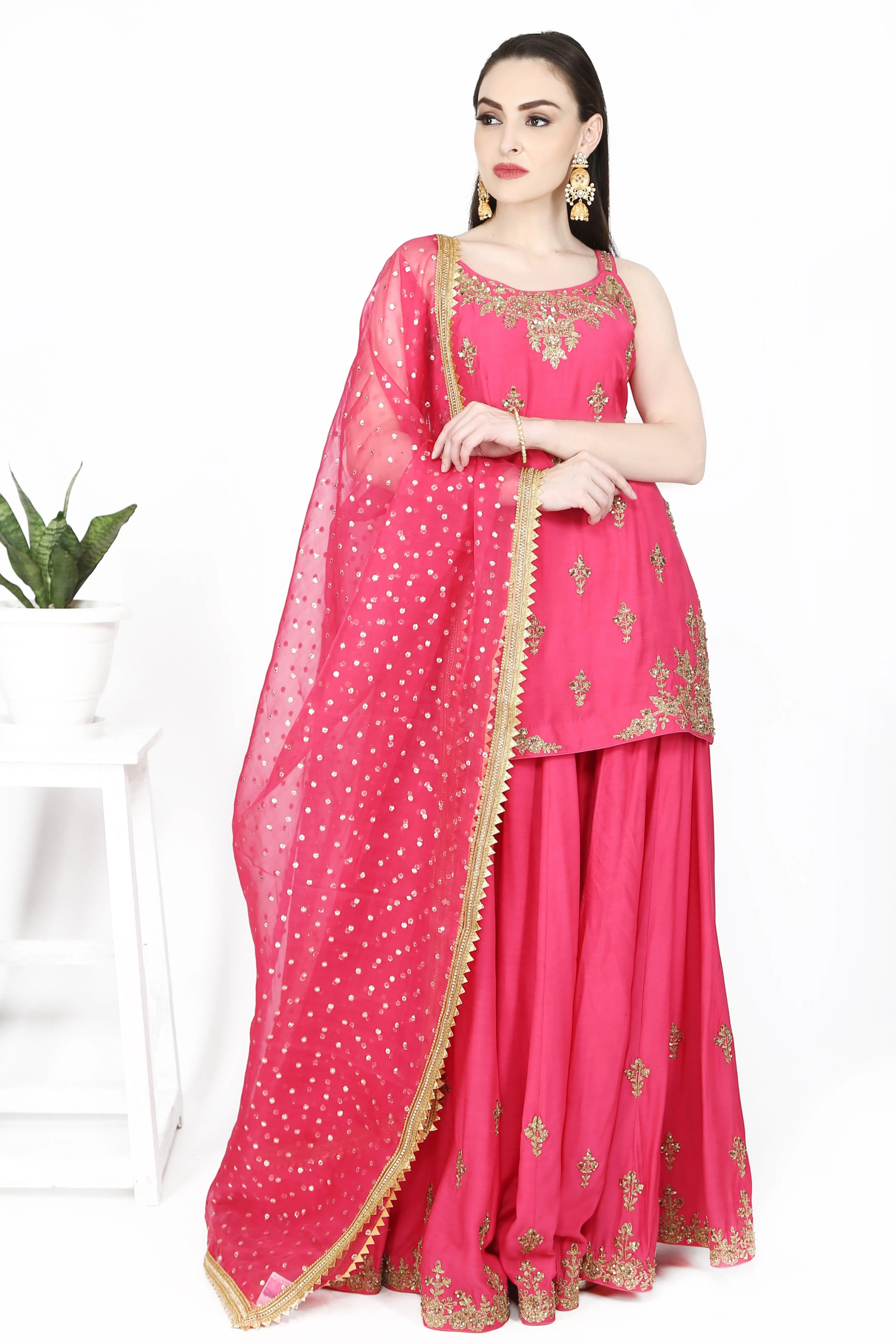 Magenta sharara set.