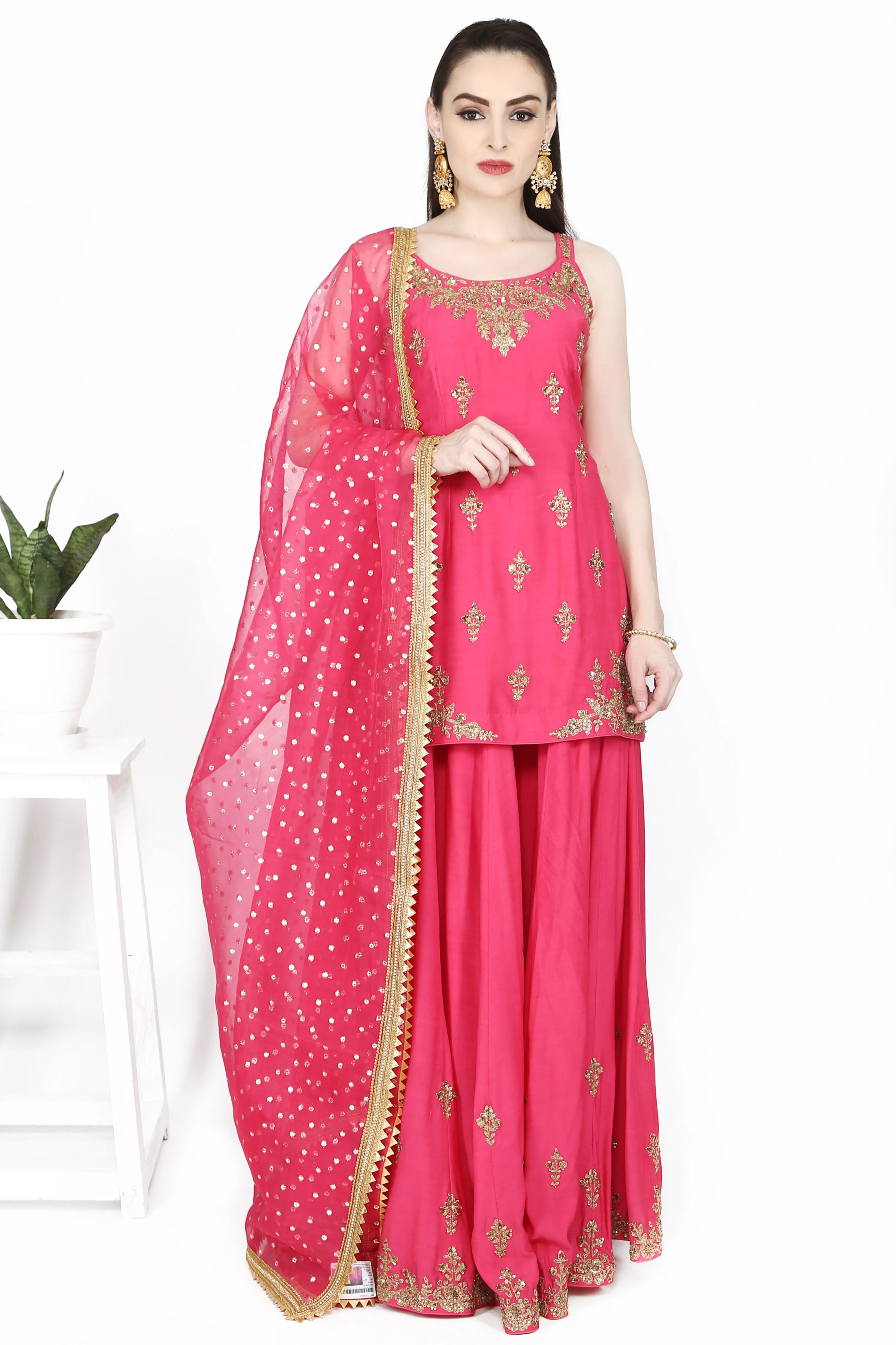 Magenta sharara set.