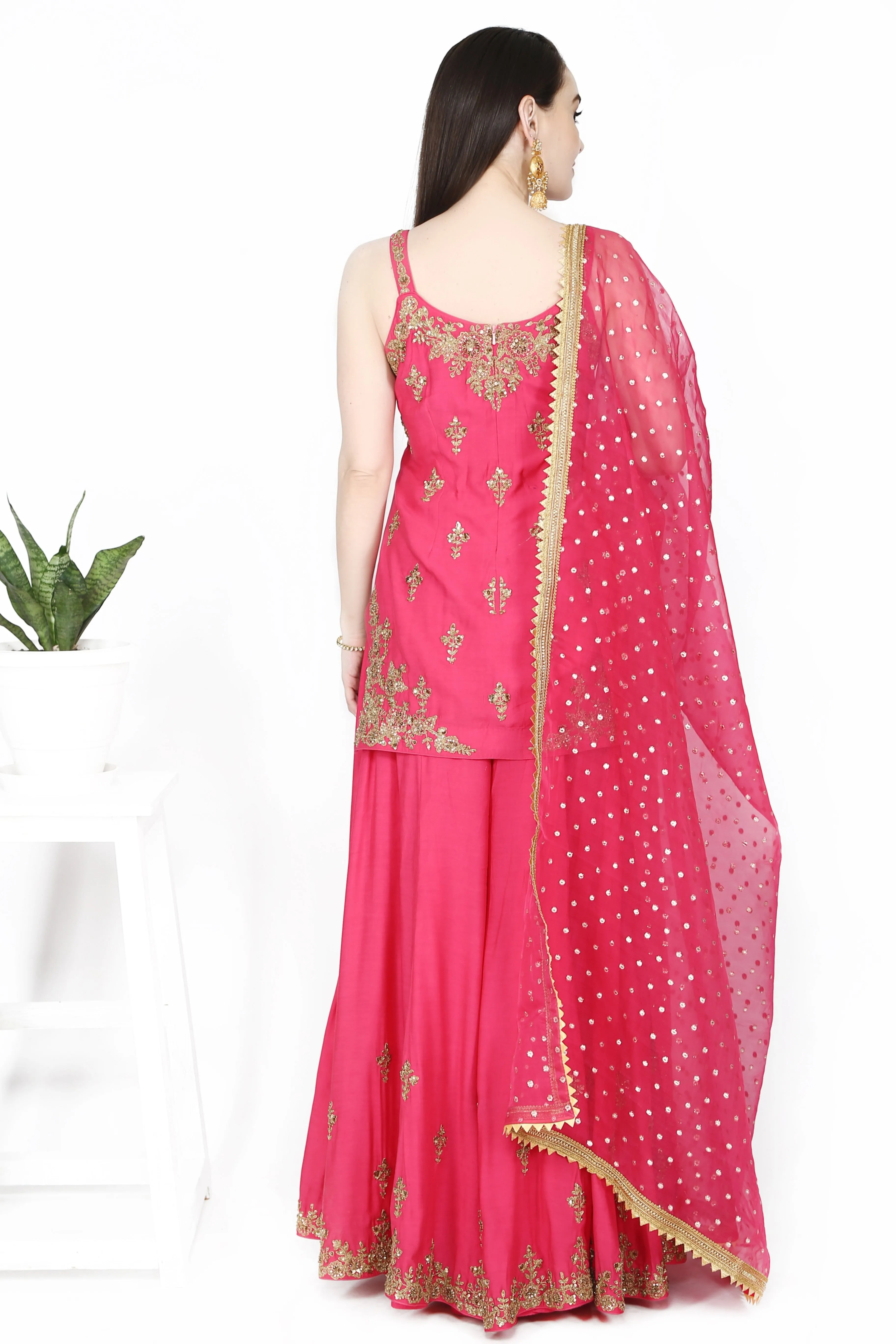 Magenta sharara set.