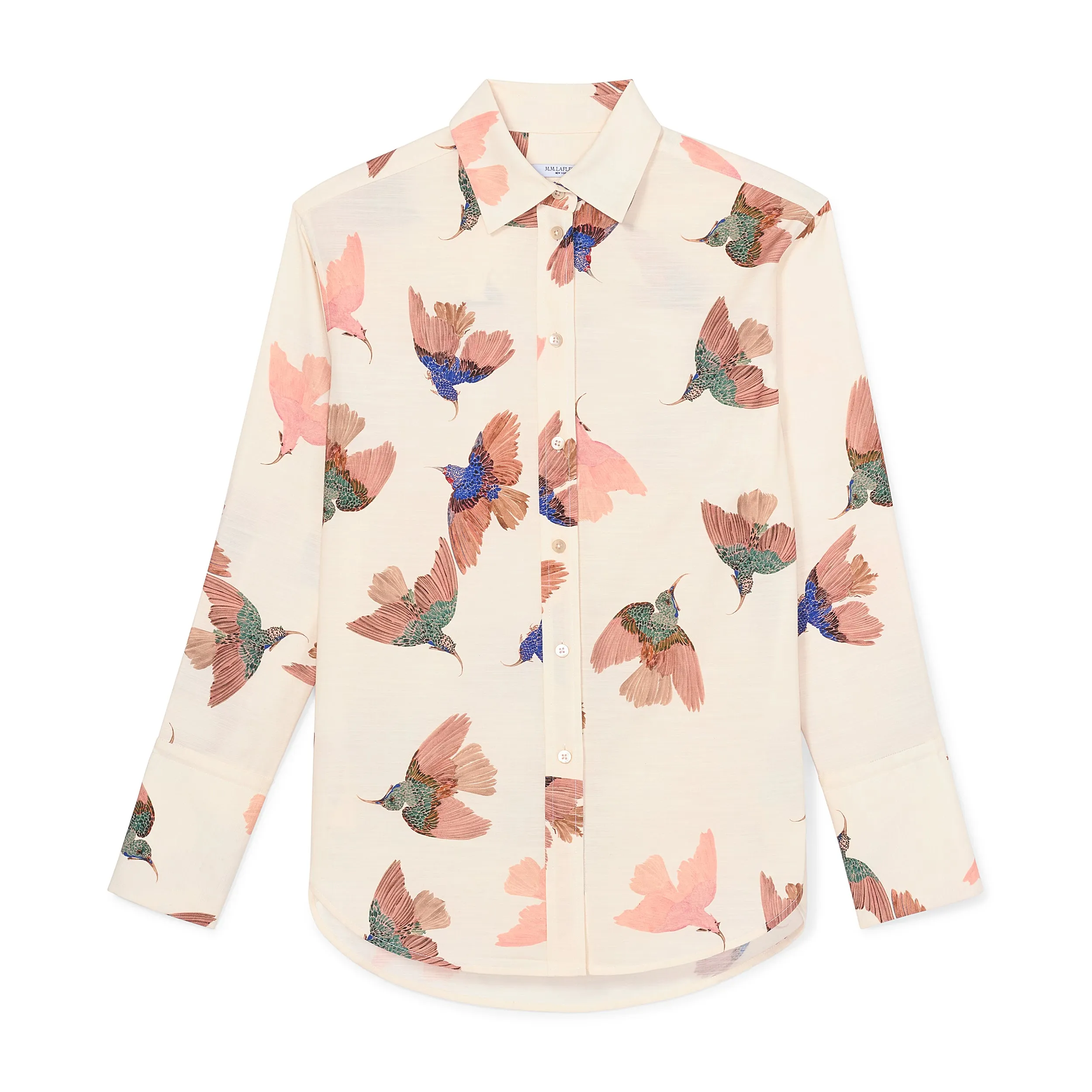 Mila Button-Down - Airy Cotton :: Hummingbird Print