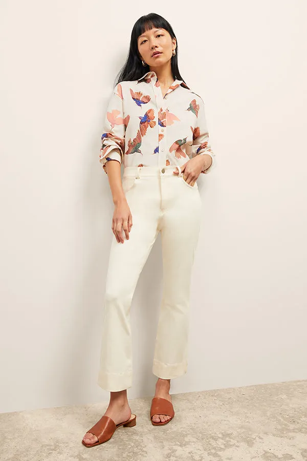 Mila Button-Down - Airy Cotton :: Hummingbird Print