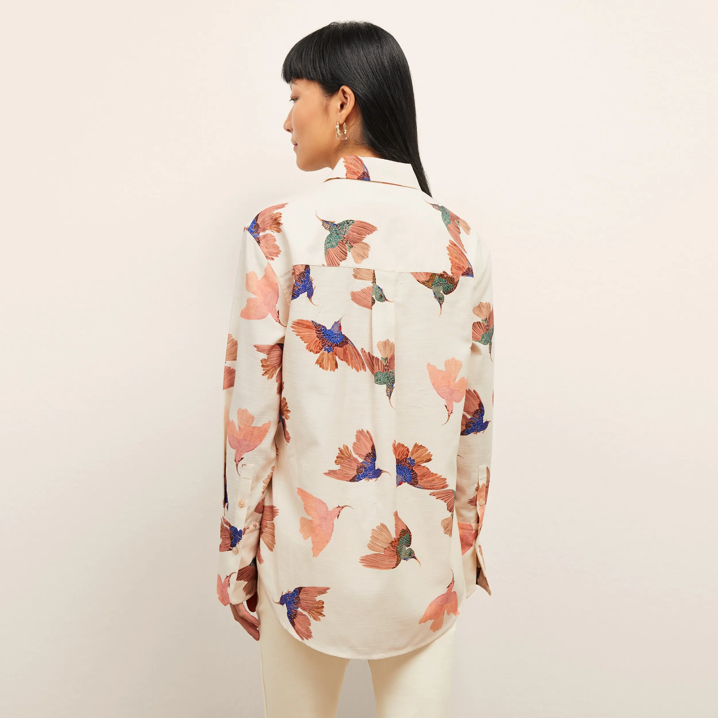 Mila Button-Down - Airy Cotton :: Hummingbird Print