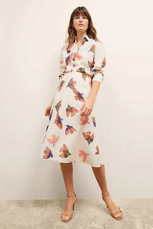 Mila Button-Down - Airy Cotton :: Hummingbird Print