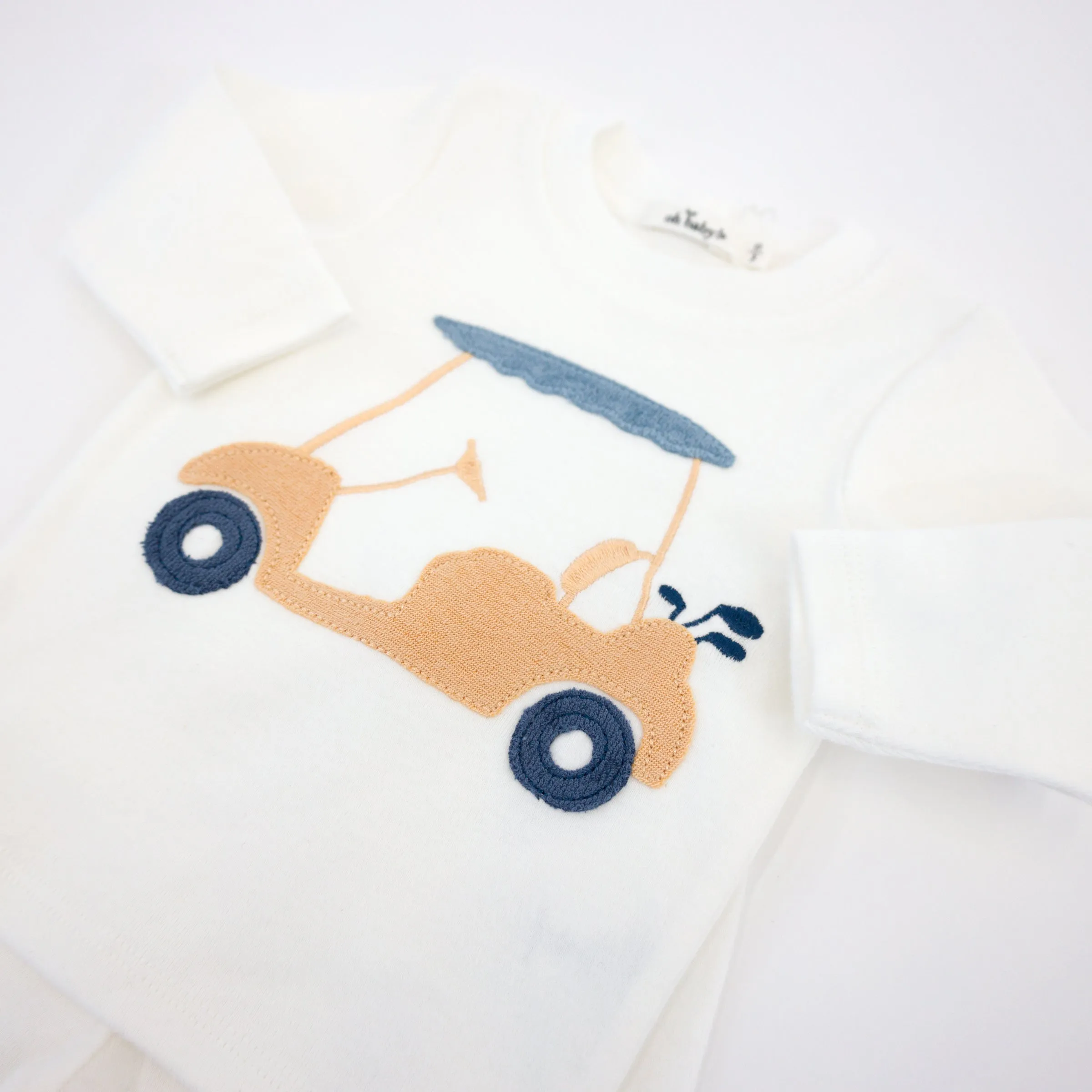 oh baby! Two Piece Set - Golf Cart Applique - Cream