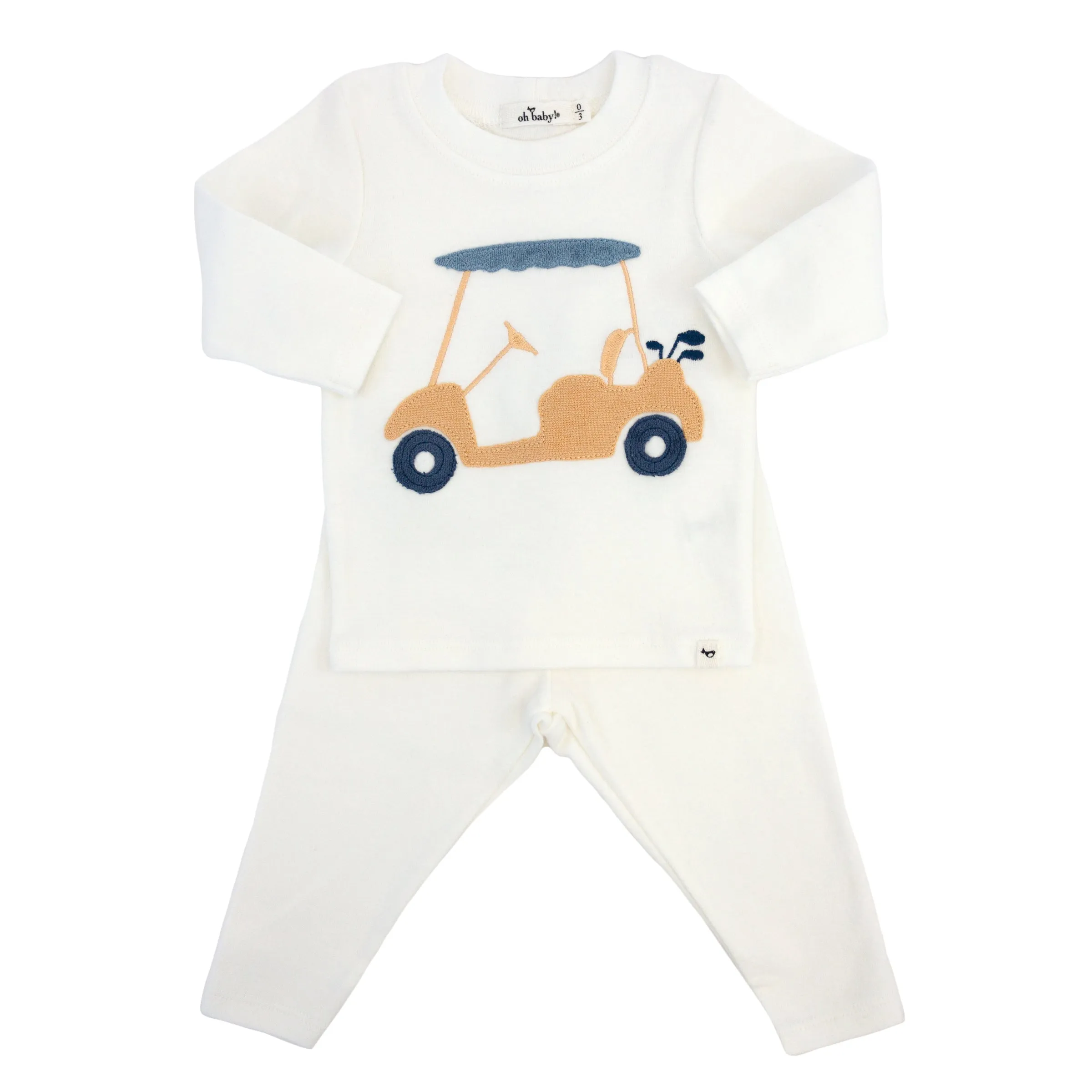 oh baby! Two Piece Set - Golf Cart Applique - Cream