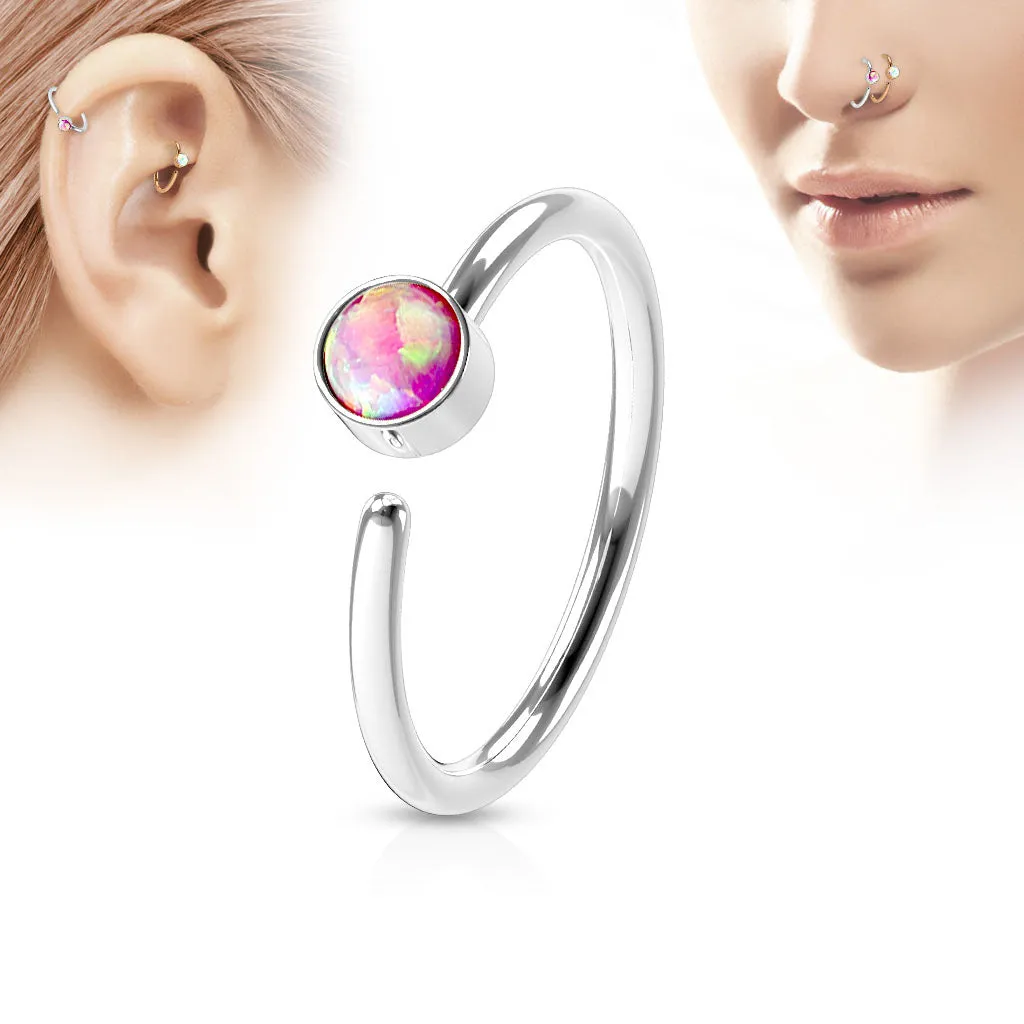 Opal Set 316L Surgical Steel Nose Hoop Ring