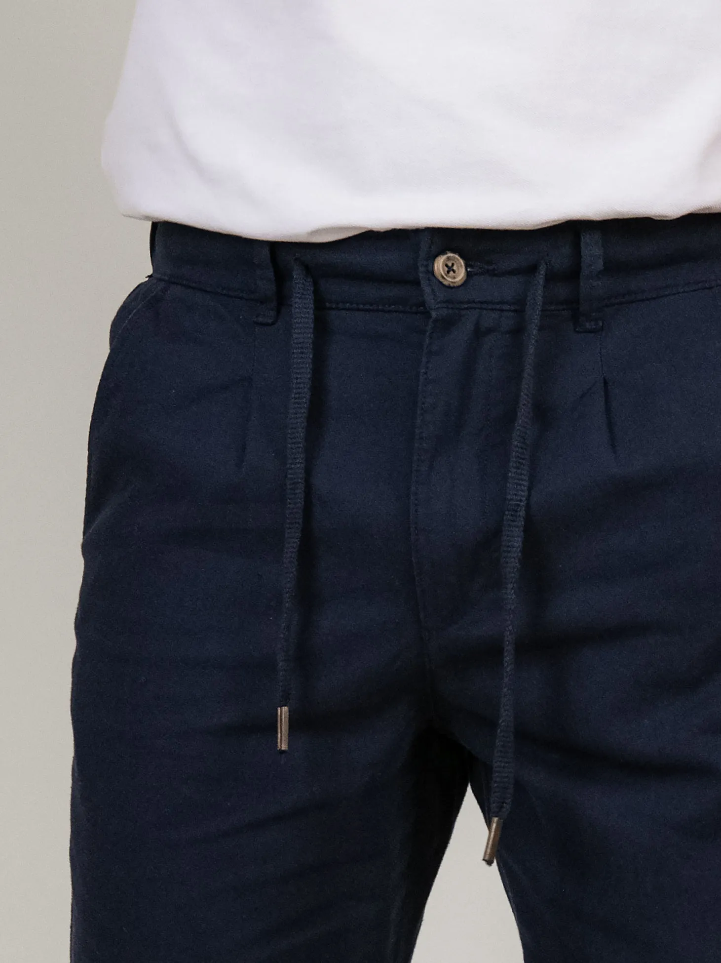 PANTALONE MISTO LINO A RIGHE BLU E BIANCO